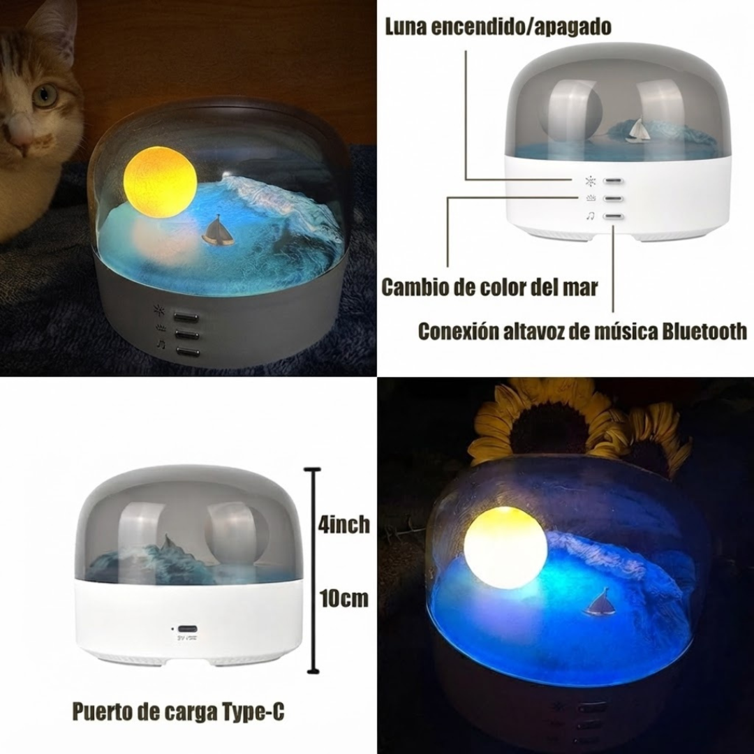 Lámpara LED Oceánica con Bluetooth y Efecto Luna